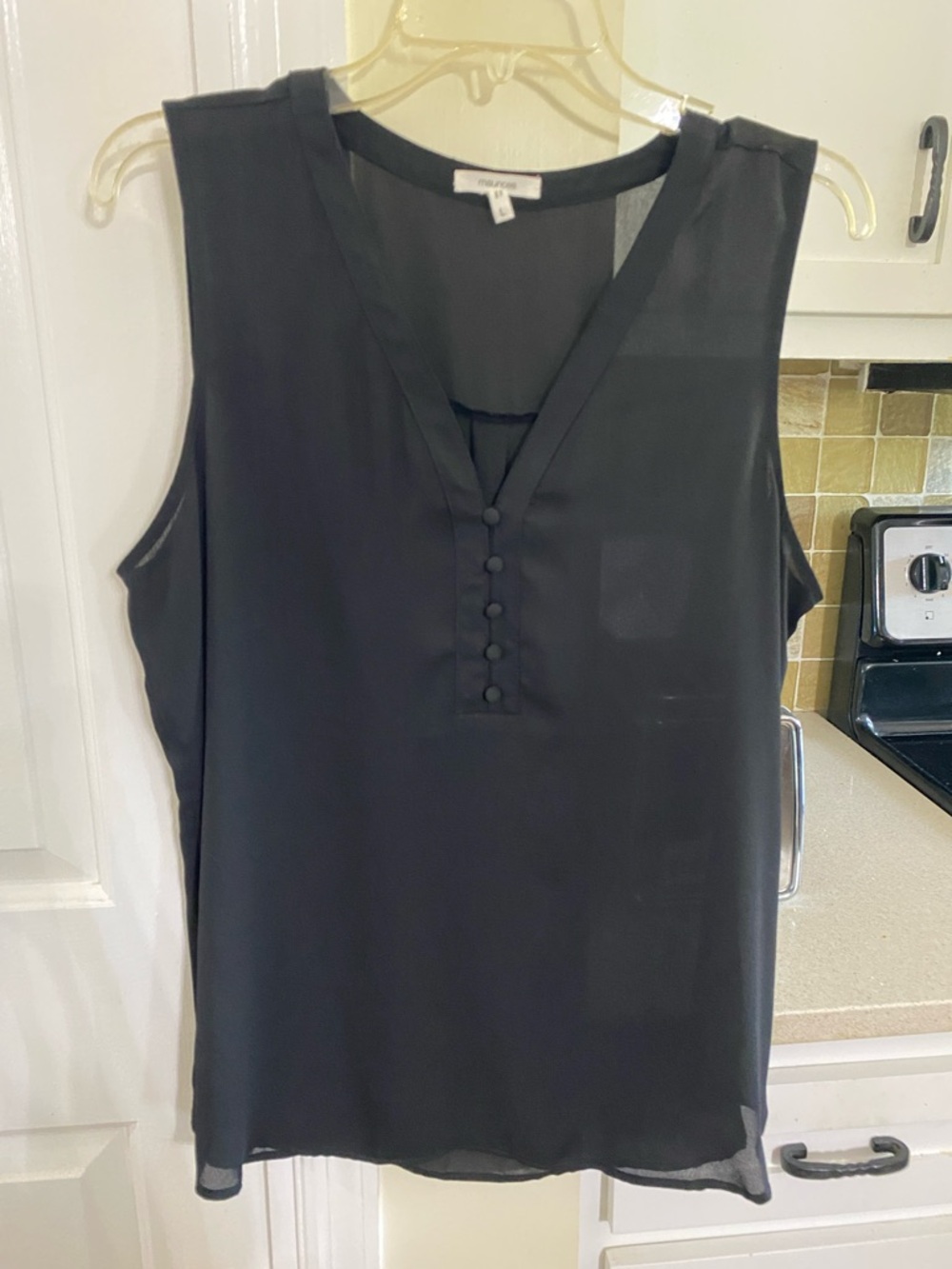 Maurices Black Sleeveless V-Neck Button-Front Camisole